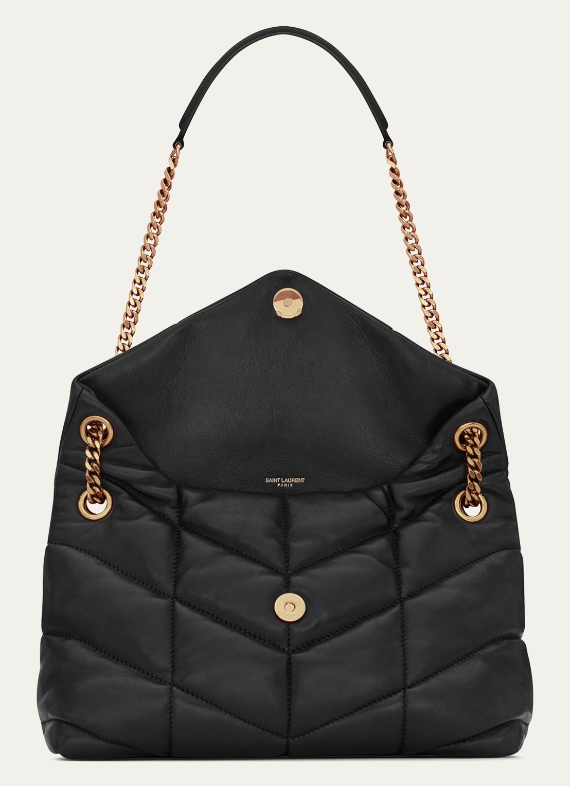 Saint Laurent Puffer Small schoudertas van quilted lamsleer - detail 5 zwart