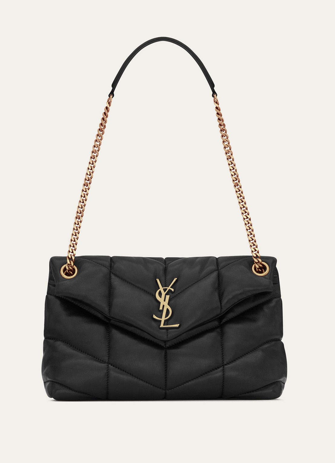 Saint Laurent Puffer Small schoudertas van quilted lamsleer - voorkant zwart