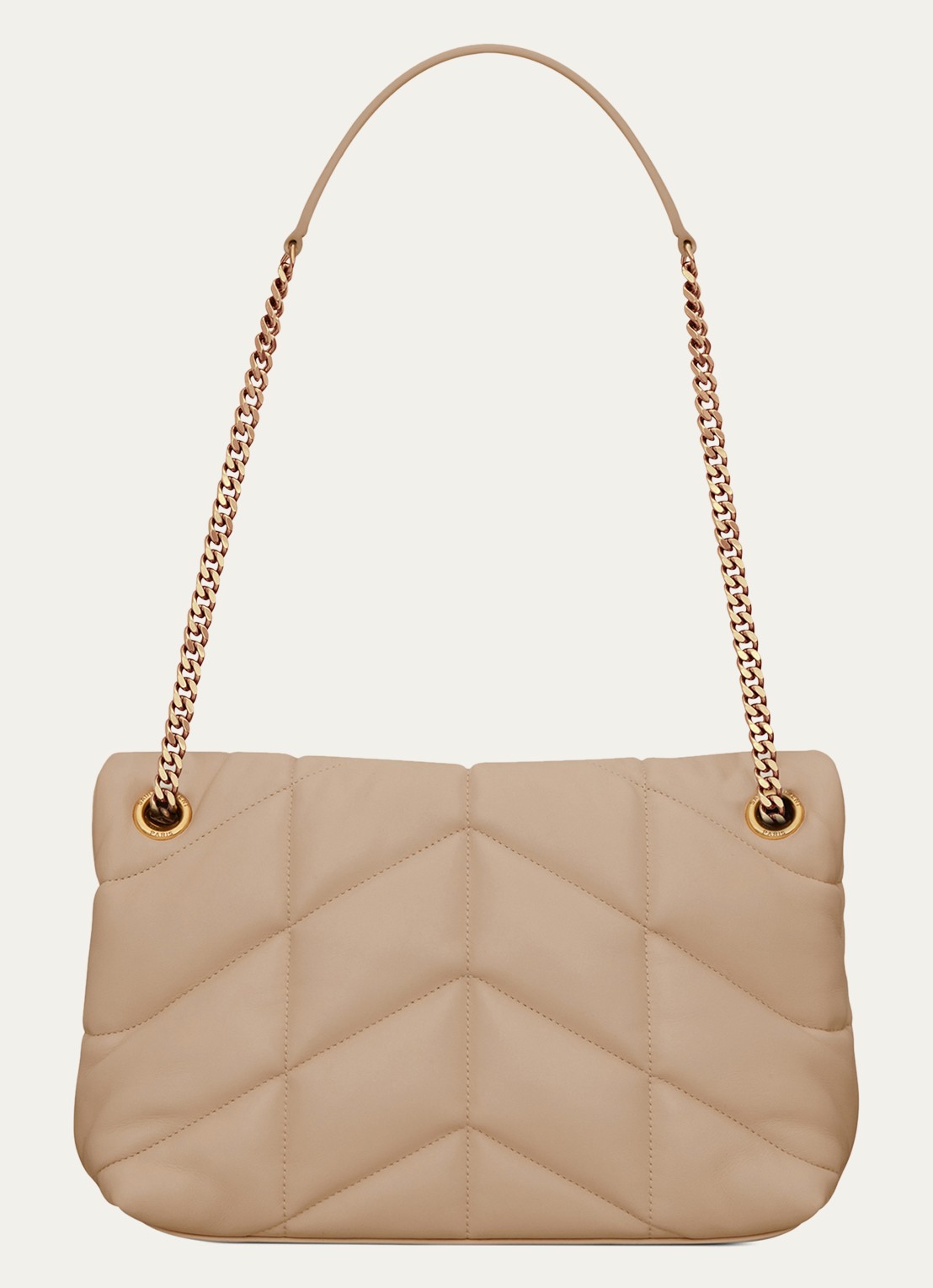 Saint Laurent Puffer Small schoudertas van quilted lamsleer - detail 2 beige