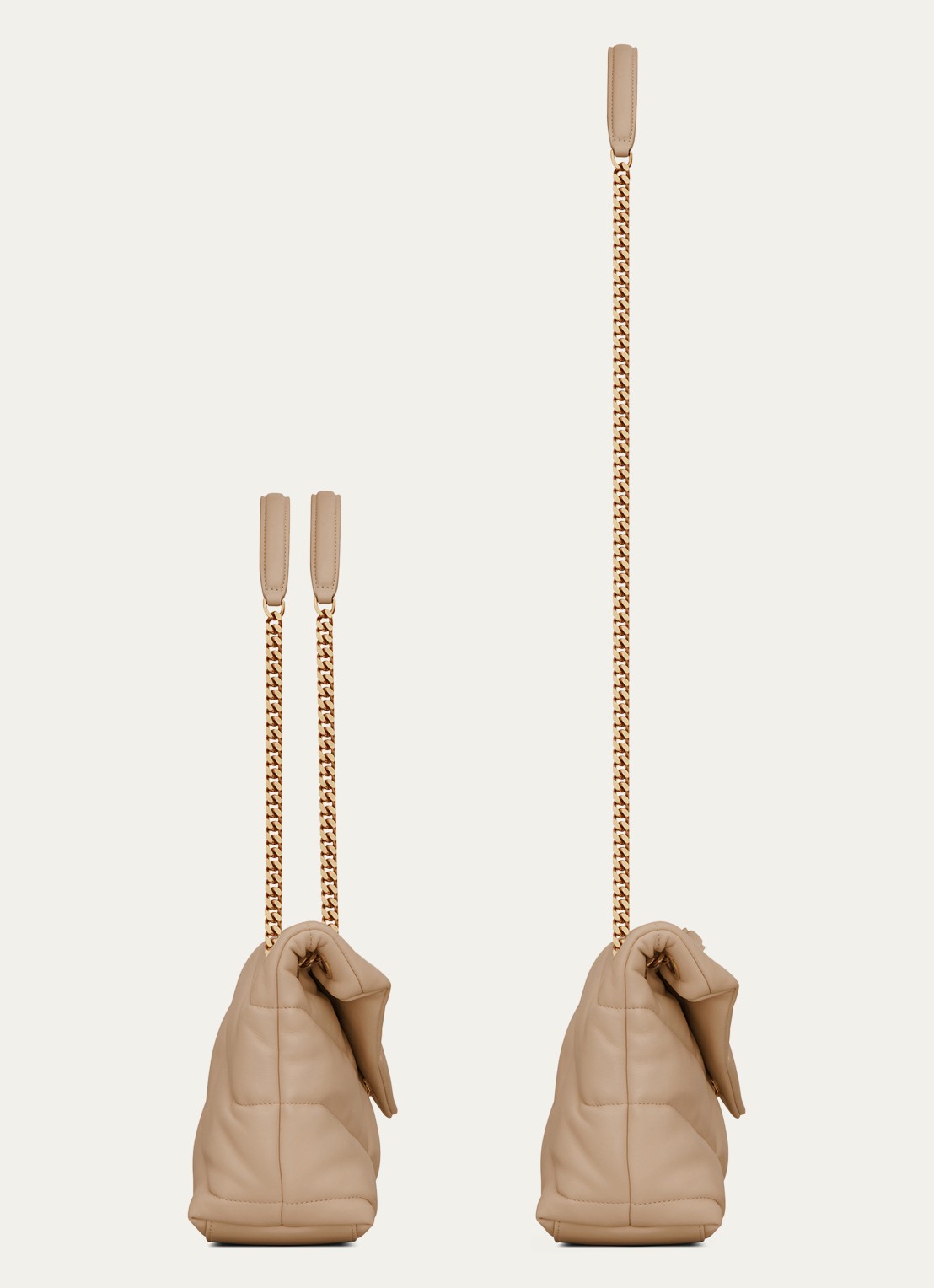 Saint Laurent Puffer Small schoudertas van quilted lamsleer - detail 3 beige