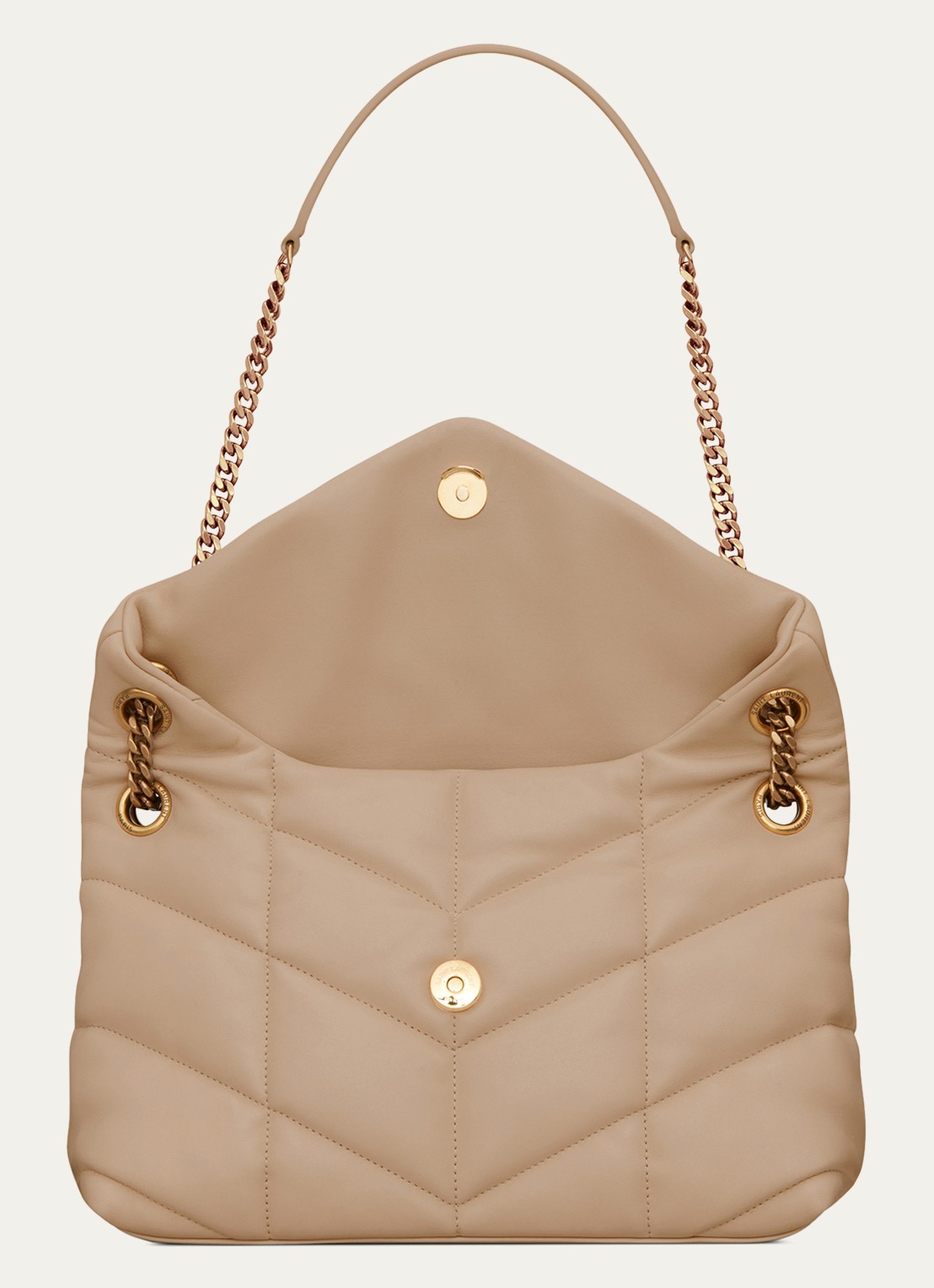 Saint Laurent Puffer Small schoudertas van quilted lamsleer - detail 4 beige