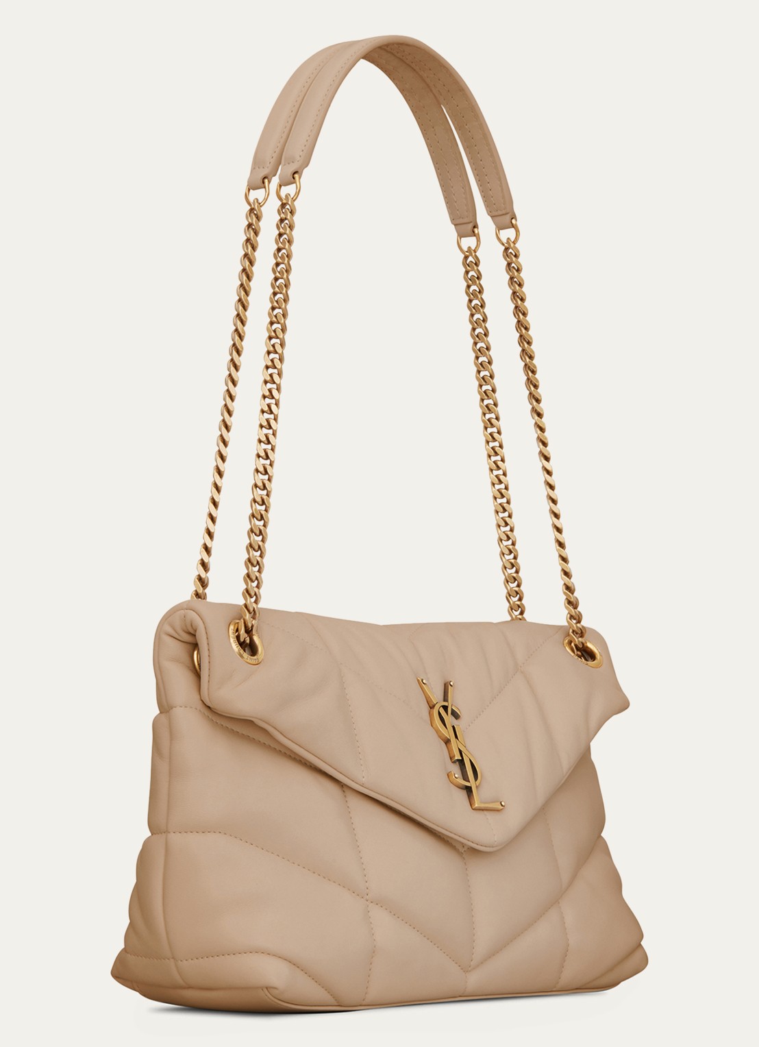 Saint Laurent Puffer Small schoudertas van quilted lamsleer - detail 5 beige