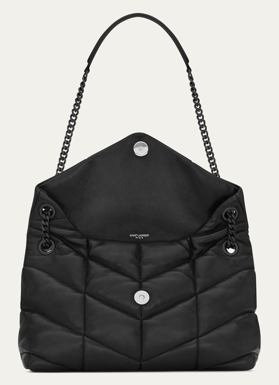 Saint Laurent Puffer Small schoudertas van quilted lamsleer - detail 4 zwart