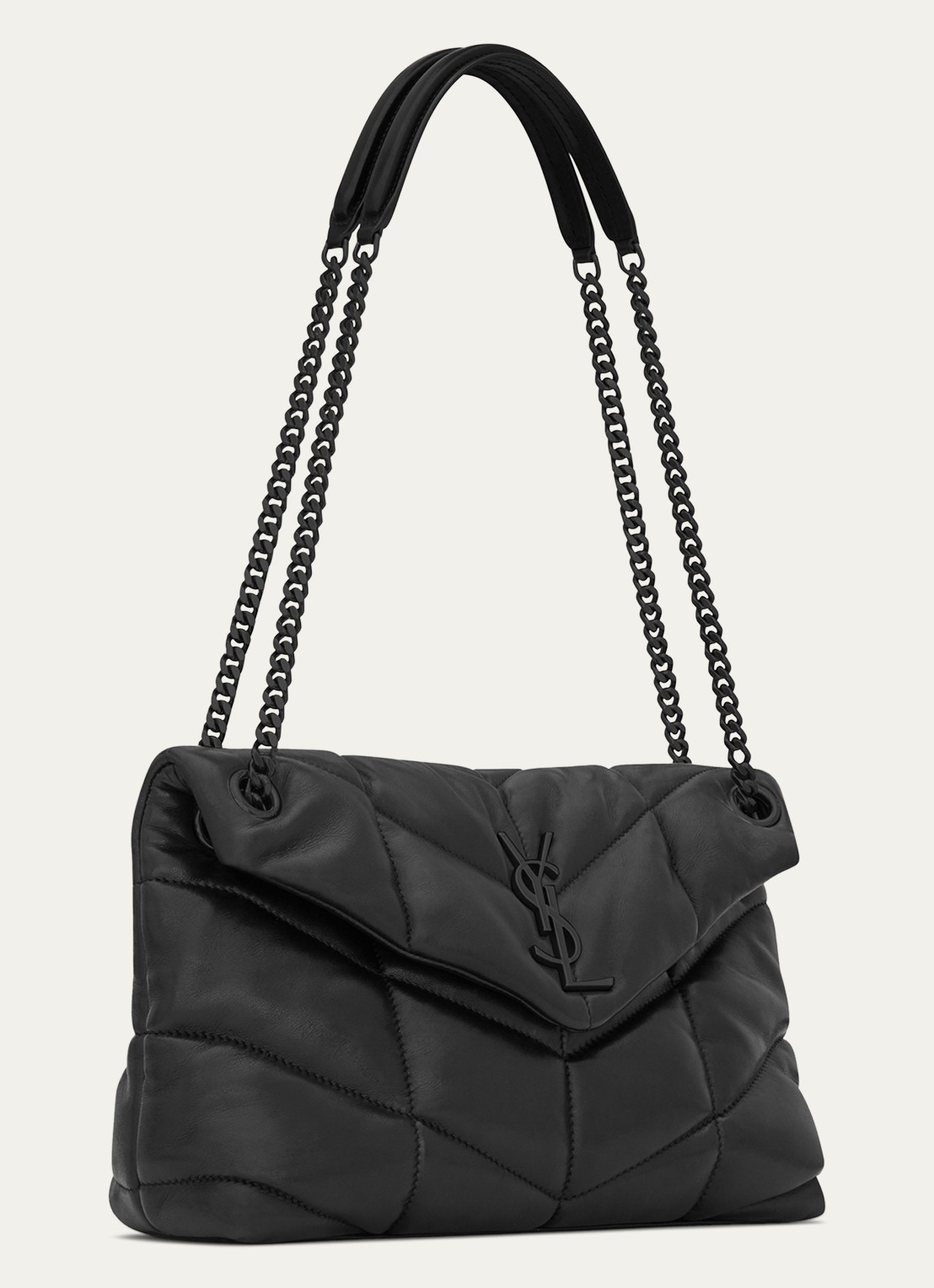 Saint Laurent Puffer Small schoudertas van quilted lamsleer - detail 5 zwart