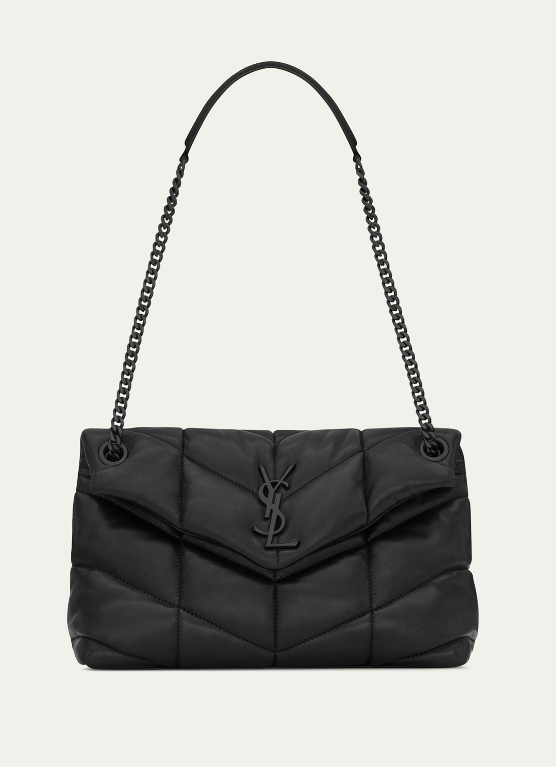 Saint Laurent Puffer Small schoudertas van quilted lamsleer - voorkant 6 zwart