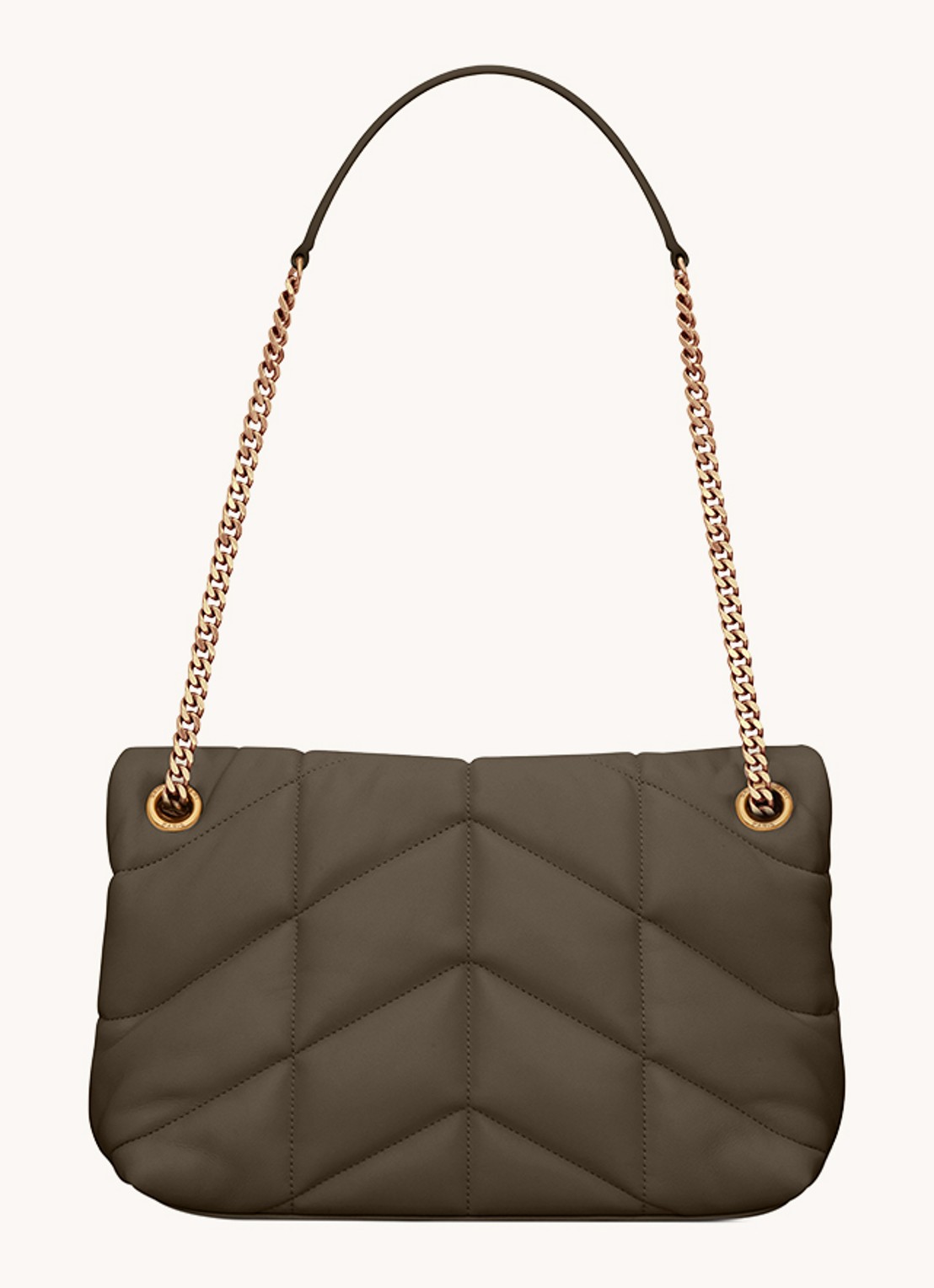 Saint Laurent Puffer Small schoudertas van quilted lamsleer - detail 3 bronsgroen