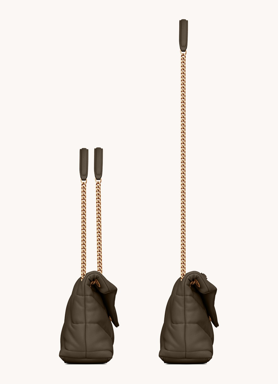 Saint Laurent Puffer Small schoudertas van quilted lamsleer - detail 4 bronsgroen
