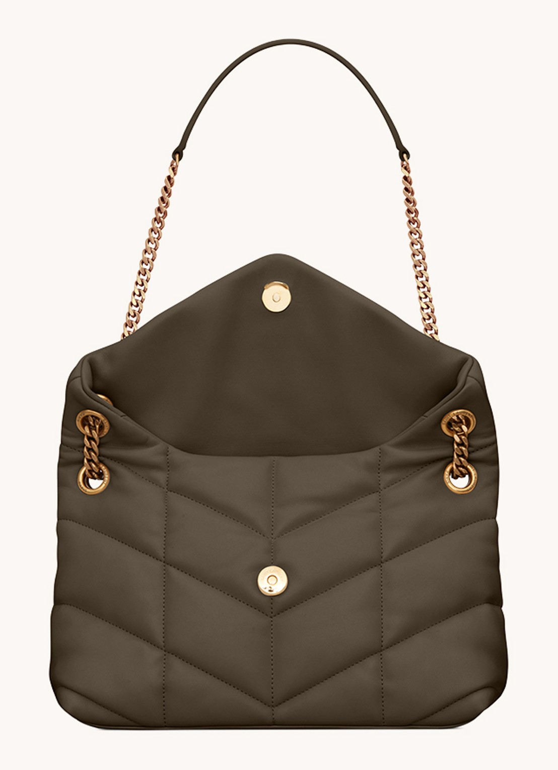 Saint Laurent Puffer Small schoudertas van quilted lamsleer - detail 5 bronsgroen