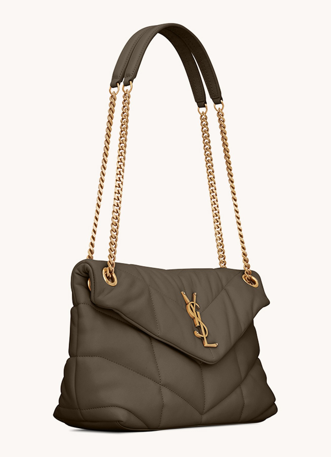 Saint Laurent Puffer Small schoudertas van quilted lamsleer - detail 6 bronsgroen