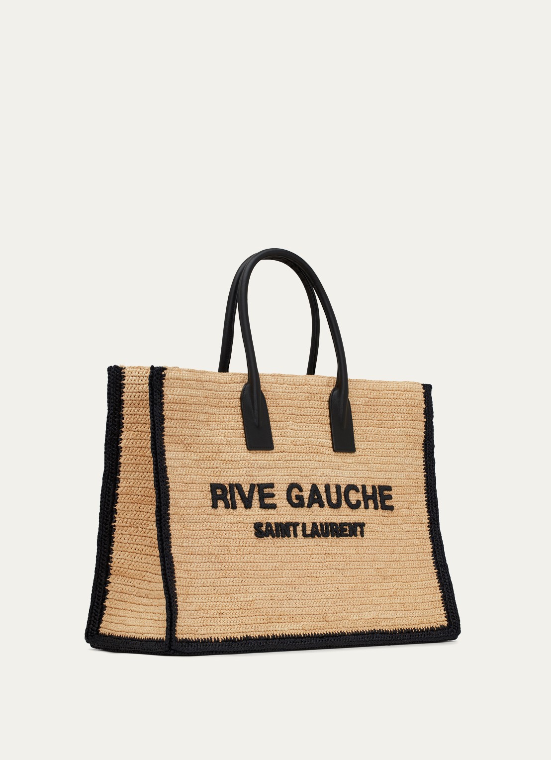 Saint Laurent Rive Gauche schoudertas van raffia - detail 4 lichtbruin