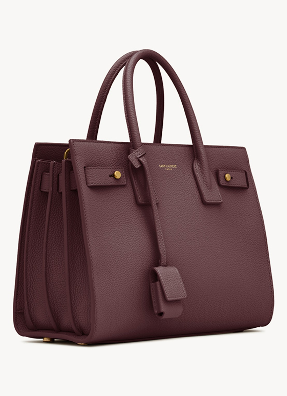Saint Laurent Sac De Jour Baby handtas van kalfsleer - detail bordeauxrood