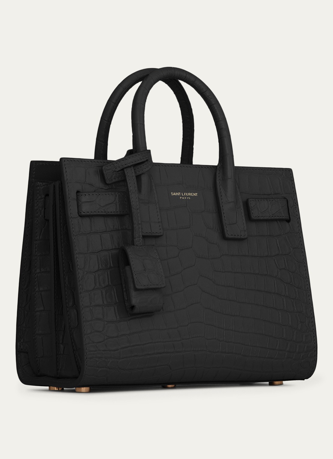 Saint Laurent Sac de Jour Nano handtas van kalfsleer met crocostructuur - detail 5 zwart