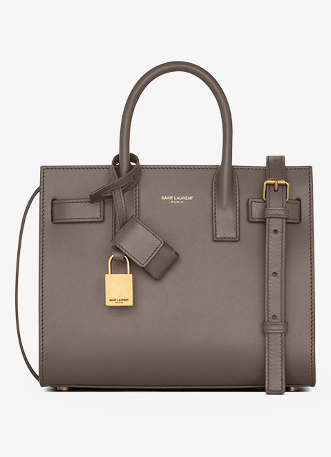 Saint Laurent Sac De Jour Nano handtas van kalfsleer - voorkant taupe