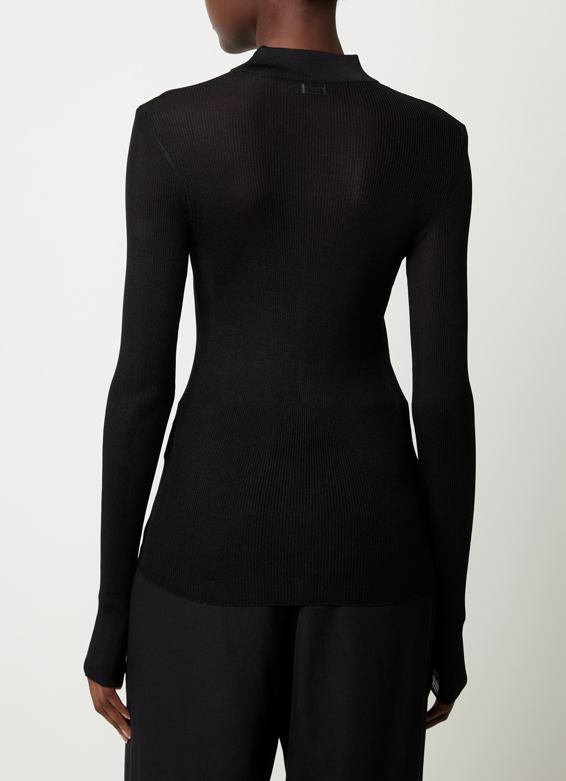 Saint Laurent Semi-transparante top van zijde met ribstructuur - achterkant 5 zwart