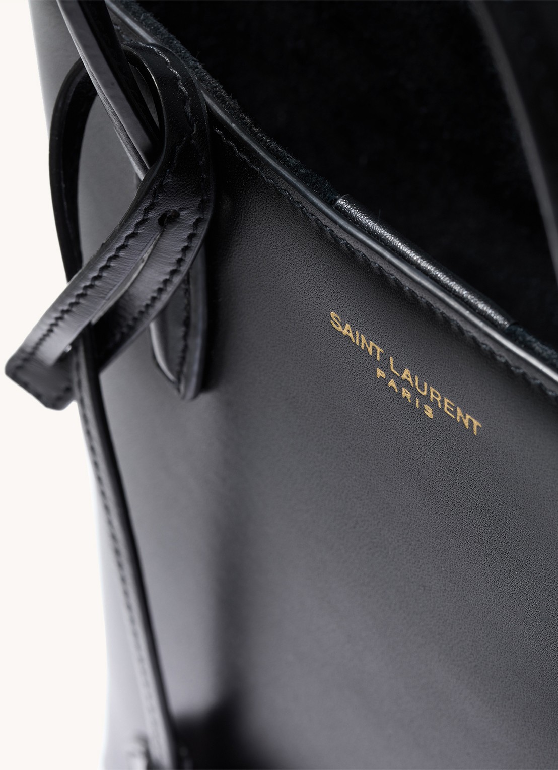 Saint Laurent Shopping Mini handtas van kalfsleer met afneembare schouderriem - detail 3 zwart