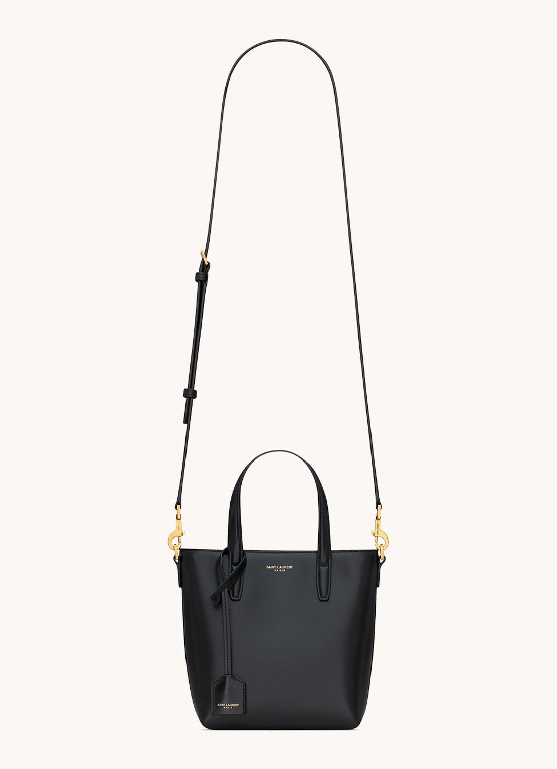 Saint Laurent Shopping Mini handtas van kalfsleer met afneembare schouderriem - voorkant 5 zwart