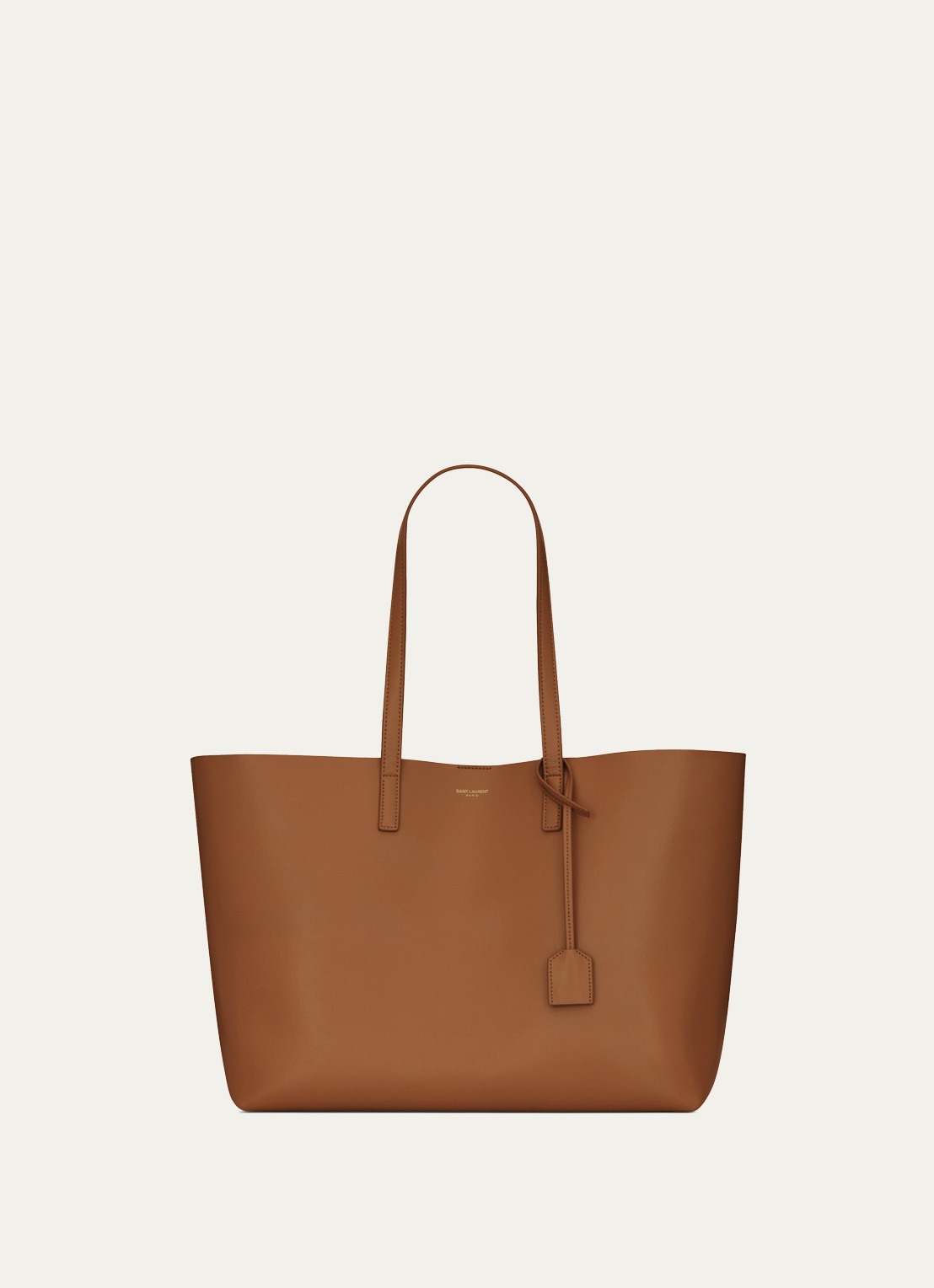 Saint Laurent Shopping schoudertas van kalfsleer met uitneembaar etui - voorkant cognac