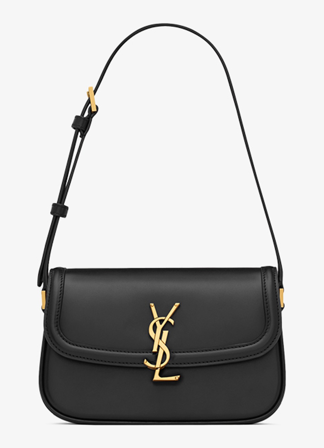 Saint Laurent Solferino Mini schoudertas van kalfsleer - voorkant zwart