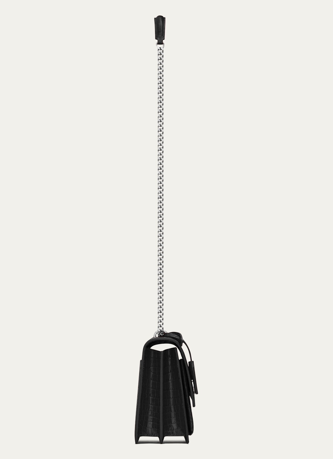 Saint Laurent  Sunset Medium schoudertas van kalfsleer met crocostructuur - detail 2 zwart