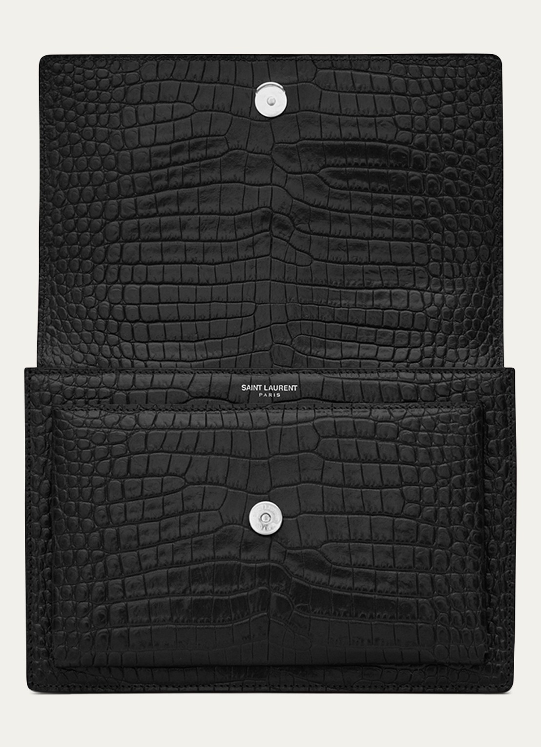 Saint Laurent  Sunset Medium schoudertas van kalfsleer met crocostructuur - detail 3 zwart