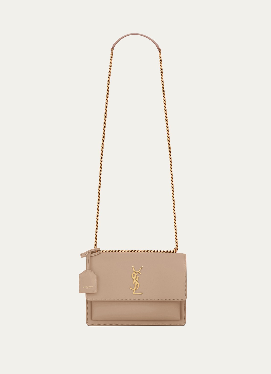 Saint Laurent Sunset Medium schoudertas van kalfsleer - voorkant beige