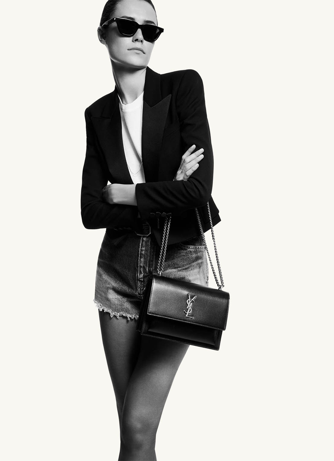 Saint Laurent Sunset Medium schoudertas van kalfsleer - detail 3 zwart