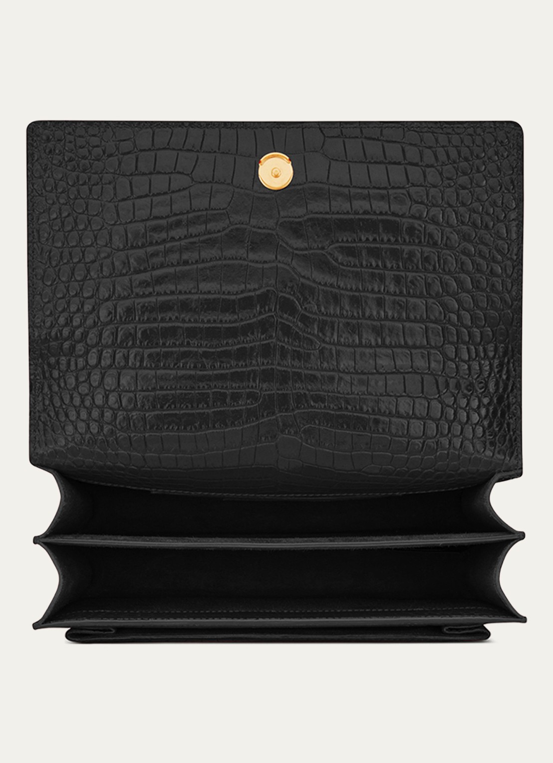 Saint Laurent Sunset Medium shoudertas van kalfsleer met crocostructuur - detail 5 zwart