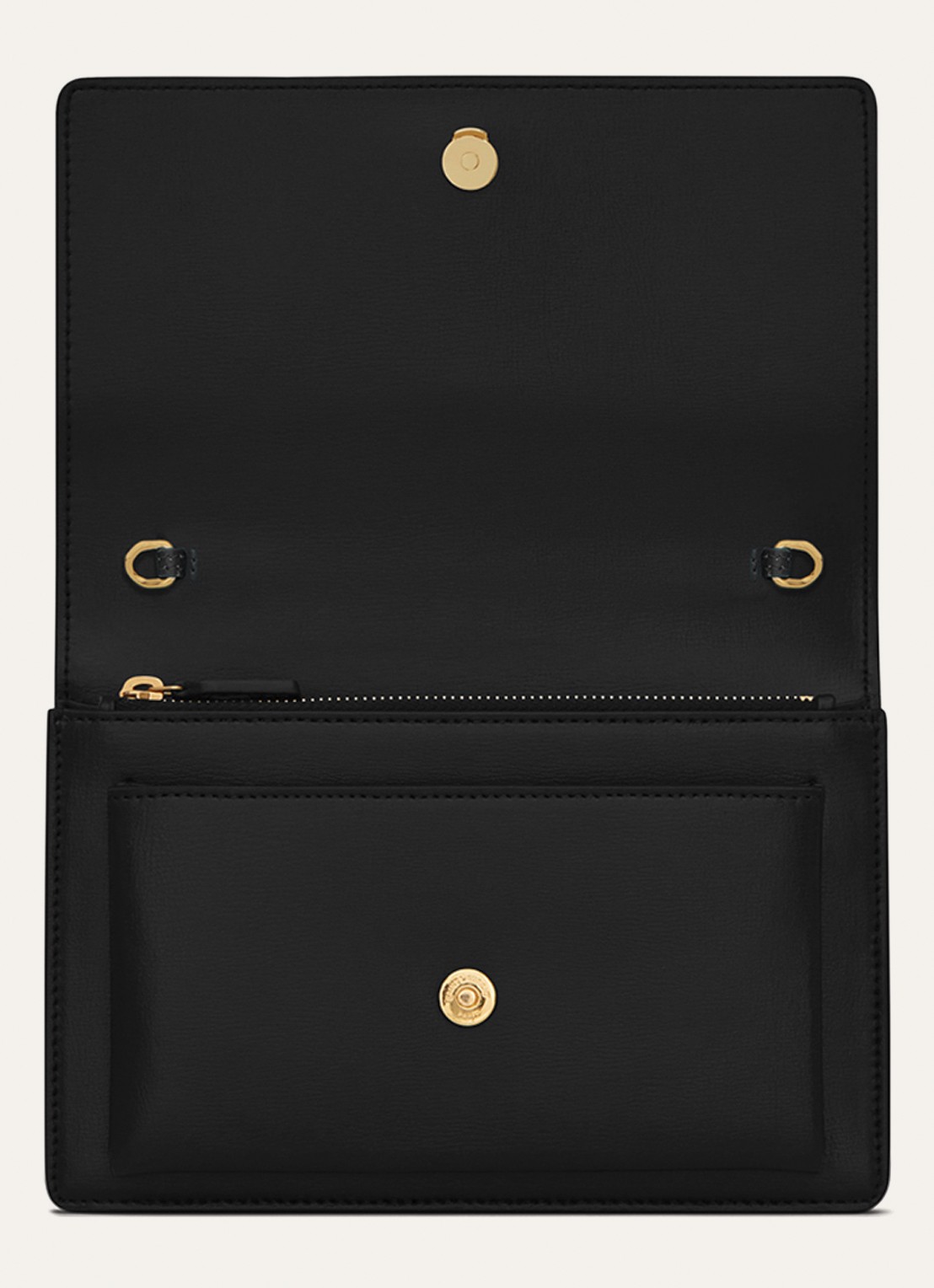Saint Laurent Sunset portemonnee van kalfsleer met schouderband - detail 5 zwart