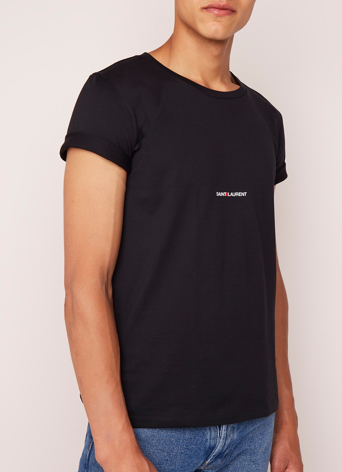 Saint Laurent T-shirt met logoprint - detail 3 zwart