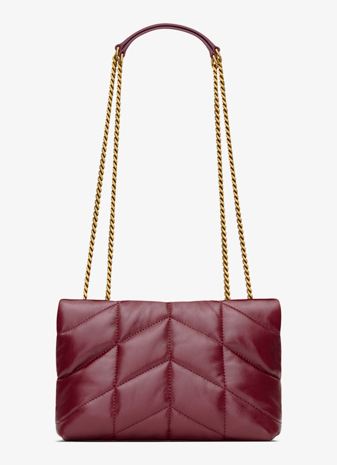 Saint Laurent Toy Puffer schoudertas van kalfsleer - achterkant bordeauxrood