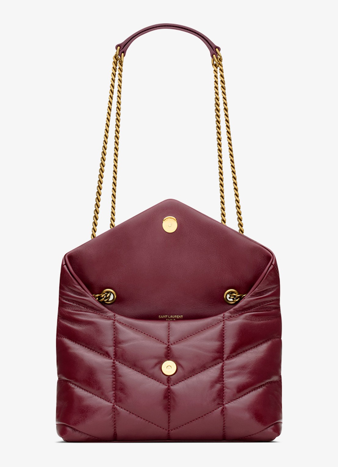 Saint Laurent Toy Puffer schoudertas van kalfsleer - detail 5 bordeauxrood