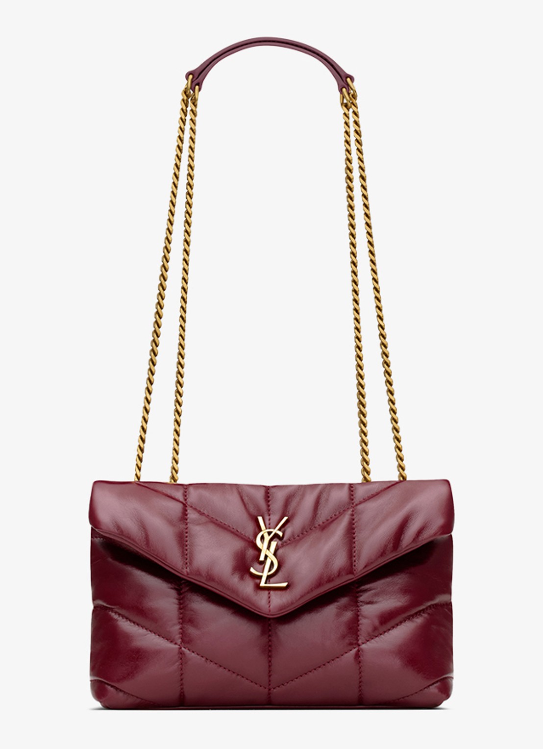 Saint Laurent Toy Puffer schoudertas van kalfsleer - voorkant 2 bordeauxrood