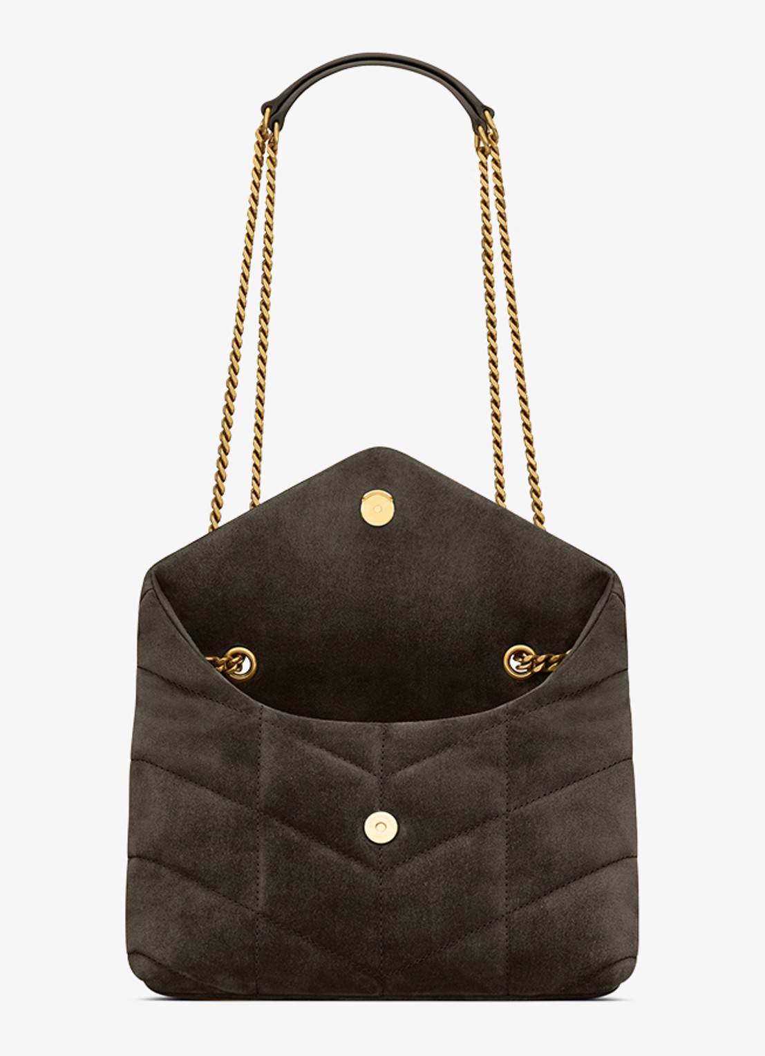 Saint Laurent Toy Puffer schoudertas van kalfssuède - detail 4 bronsgroen
