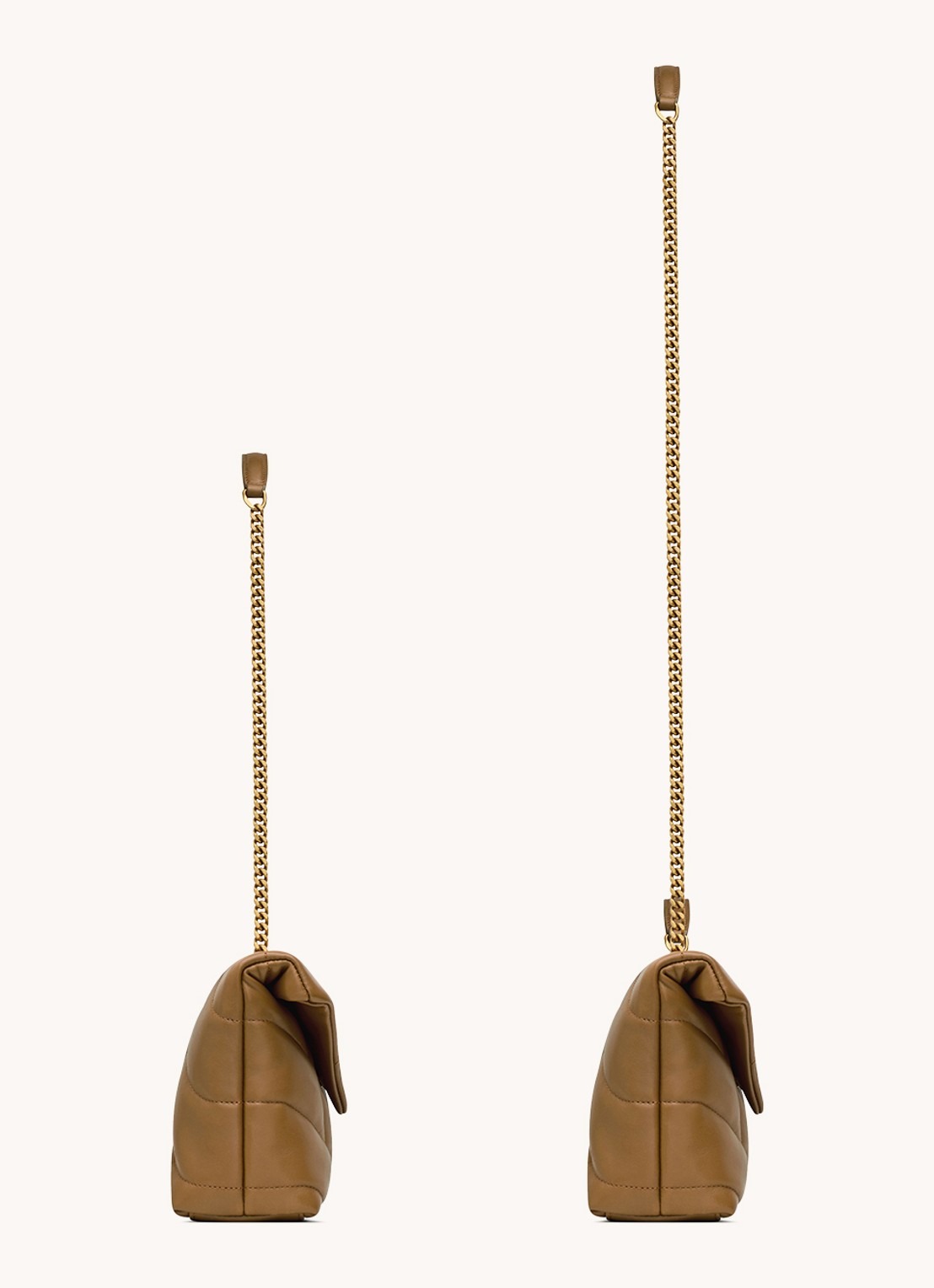 Saint Laurent Toy Puffer schoudertas van lamsleer - achterkant cognac