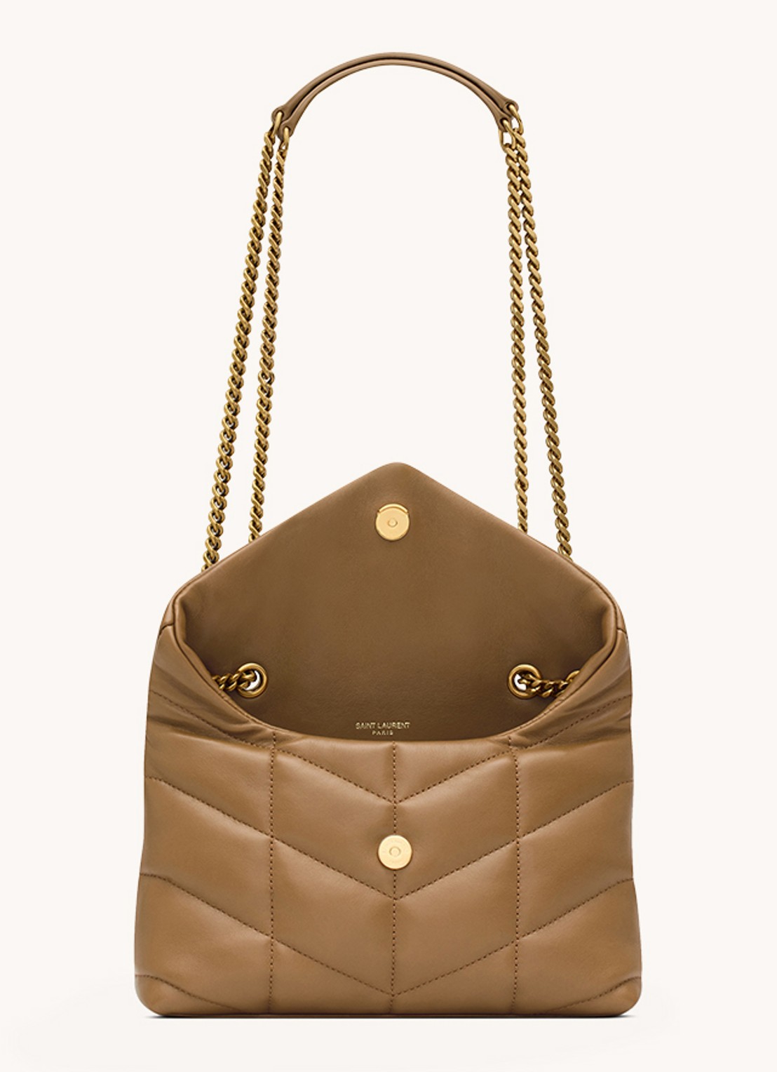Saint Laurent Toy Puffer schoudertas van lamsleer - detail 4 cognac