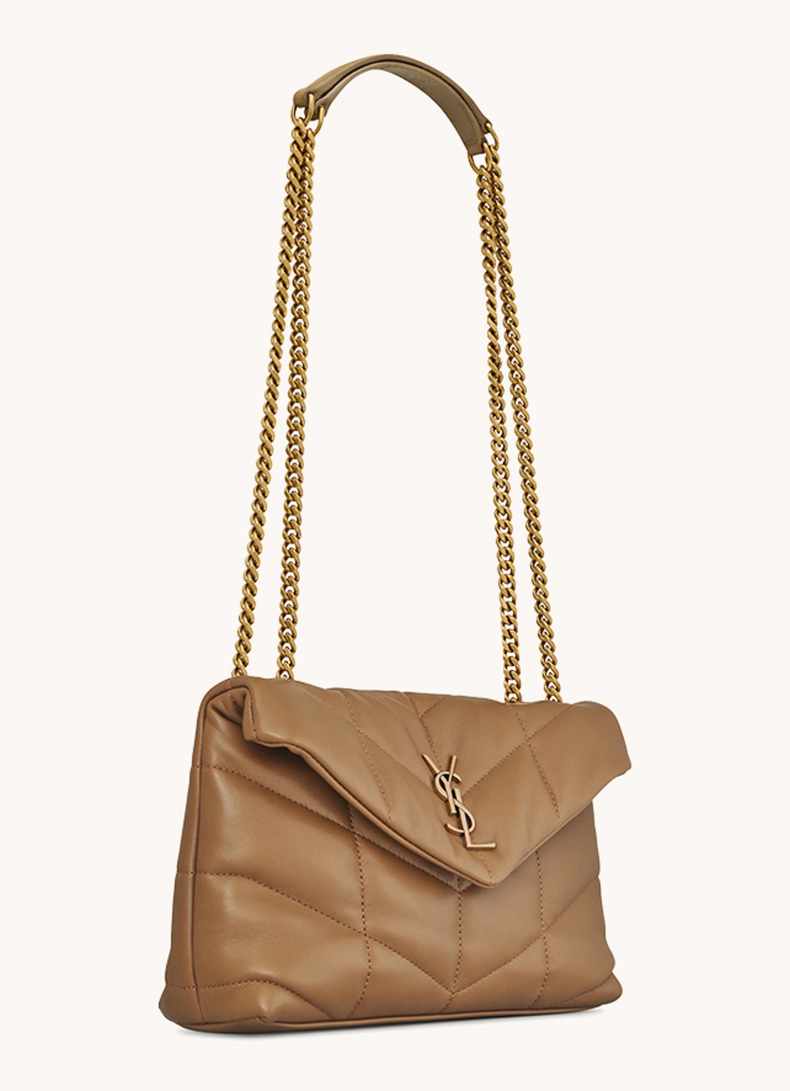 Saint Laurent Toy Puffer schoudertas van lamsleer - detail 5 cognac