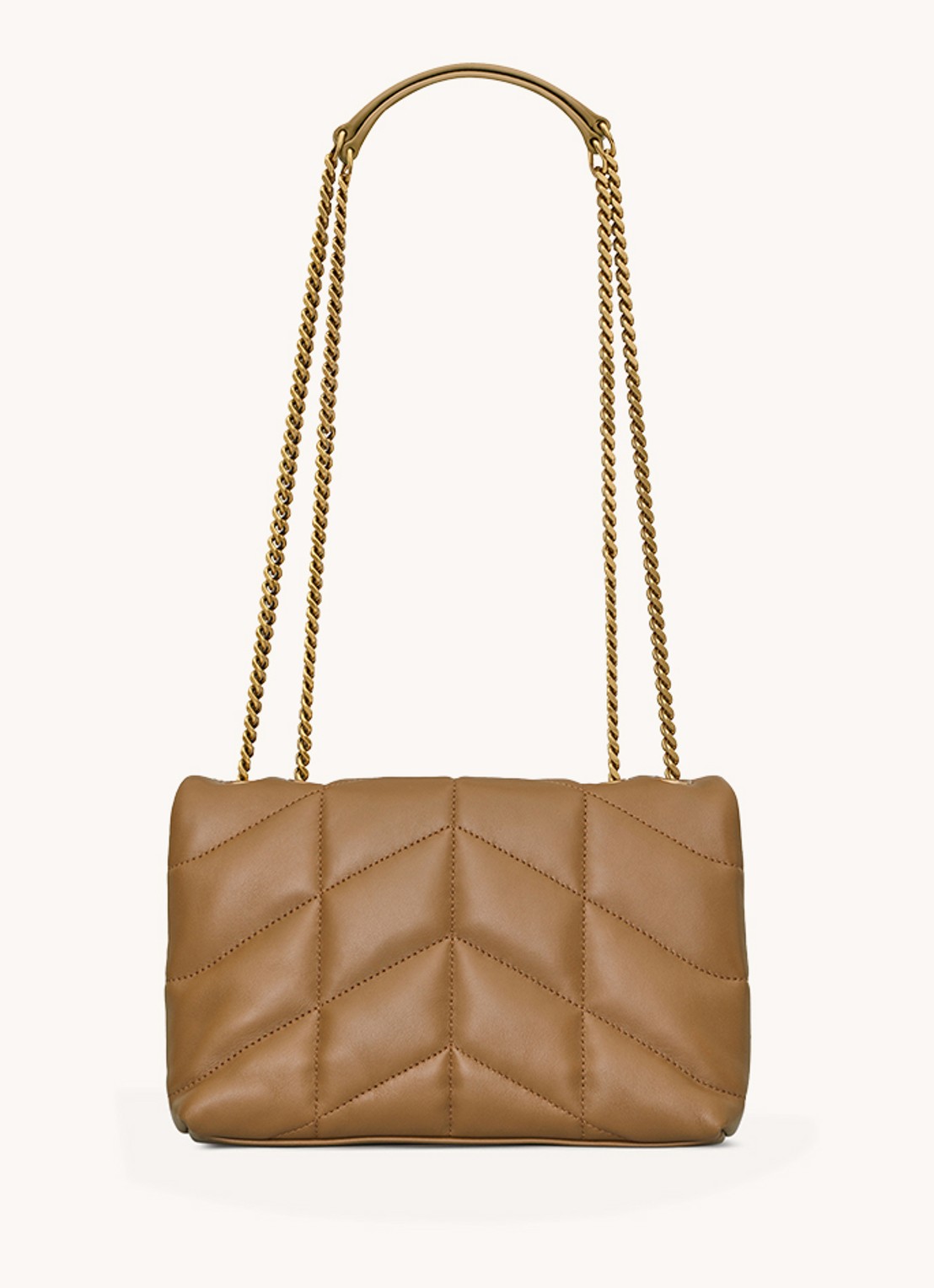 Saint Laurent Toy Puffer schoudertas van lamsleer - voorkant 3 cognac