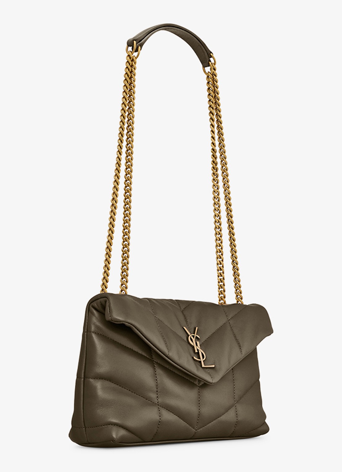 Saint Laurent Toy Puffer schoudertas van lamsleer - detail 4 bronsgroen