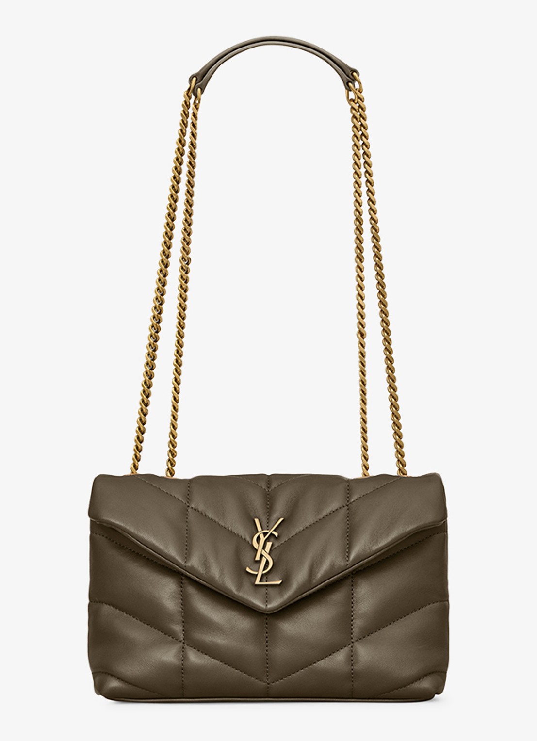 Saint Laurent Toy Puffer schoudertas van lamsleer - voorkant 6 bronsgroen