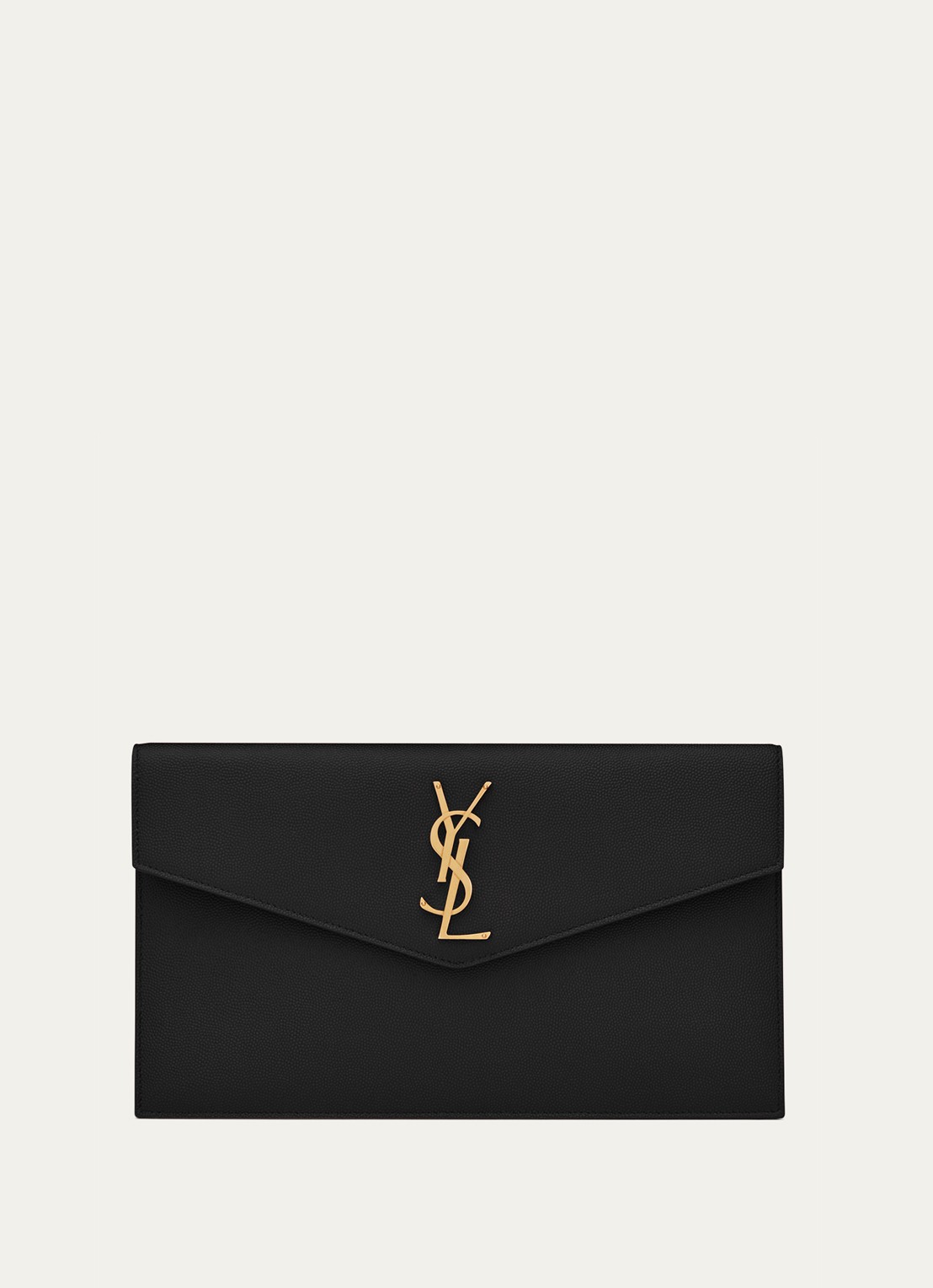 Saint Laurent Uptown clutch van kalfsleer - voorkant 5 zwart