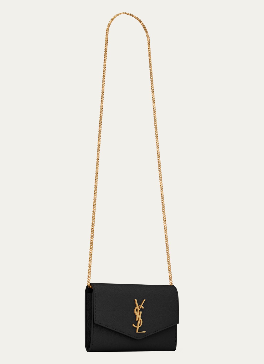 Saint Laurent Uptown portemonnee van kalfsleer met schouderband - detail 6 zwart