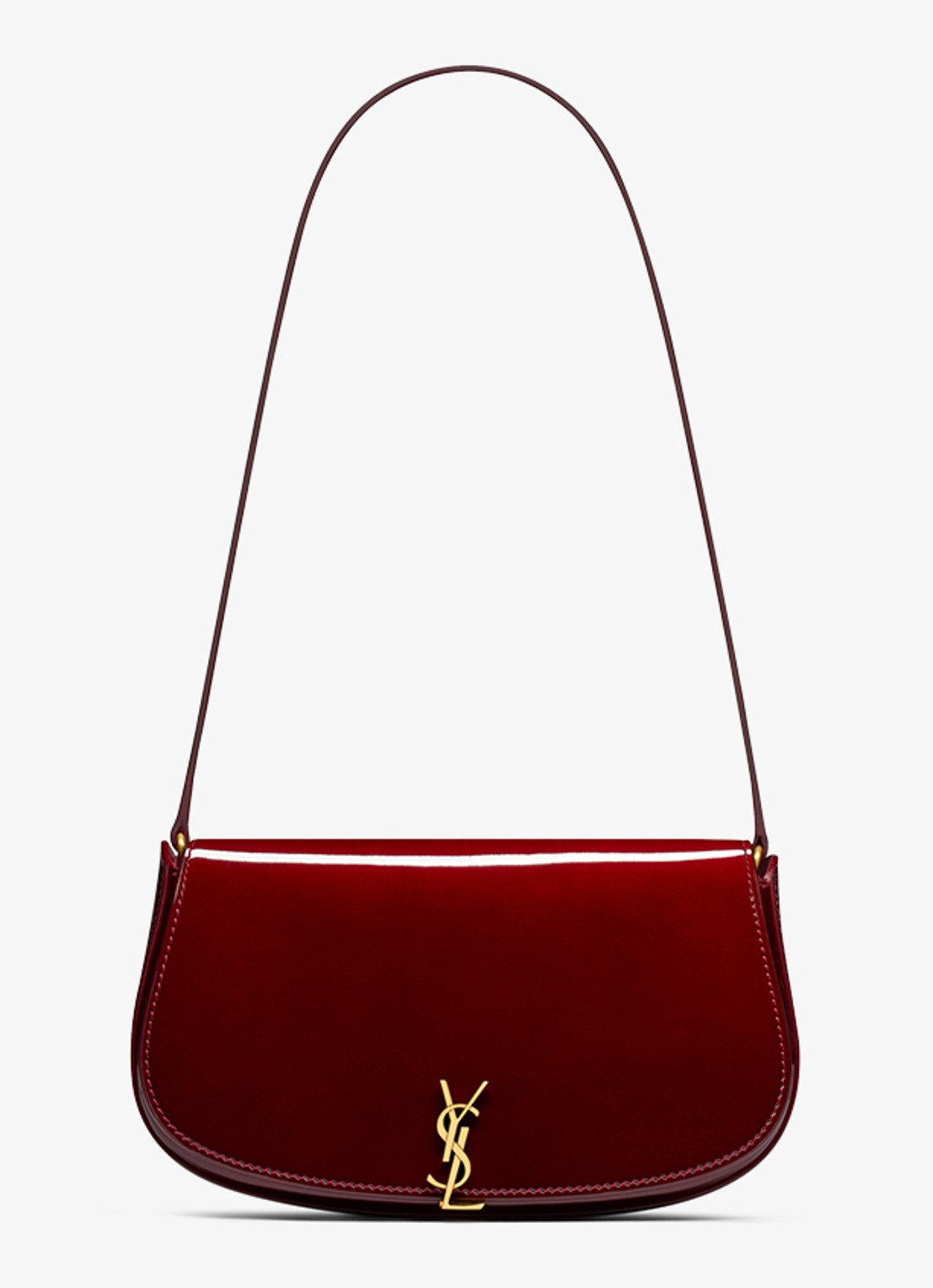 Saint Laurent Voltaire Mini schoudertas van lakleer - voorkant 2 bordeauxrood