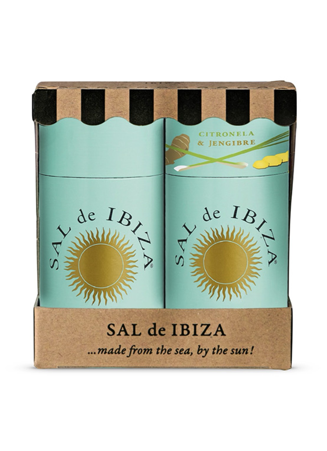 Sal de Ibiza Duo Beach Pure & Lemongras  & Ginger zeezout 200 gram - voorkant undefined