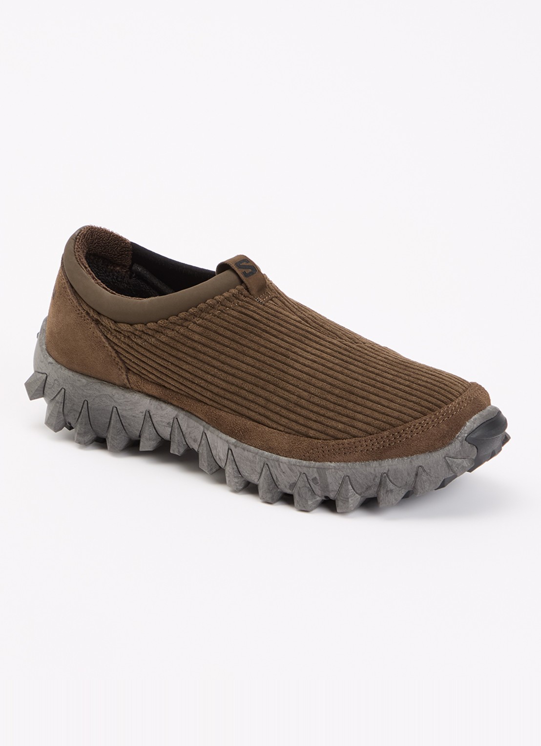 Salomon Snowclog instapper van corduroy met details van suède - voorkant 5 donkerbruin