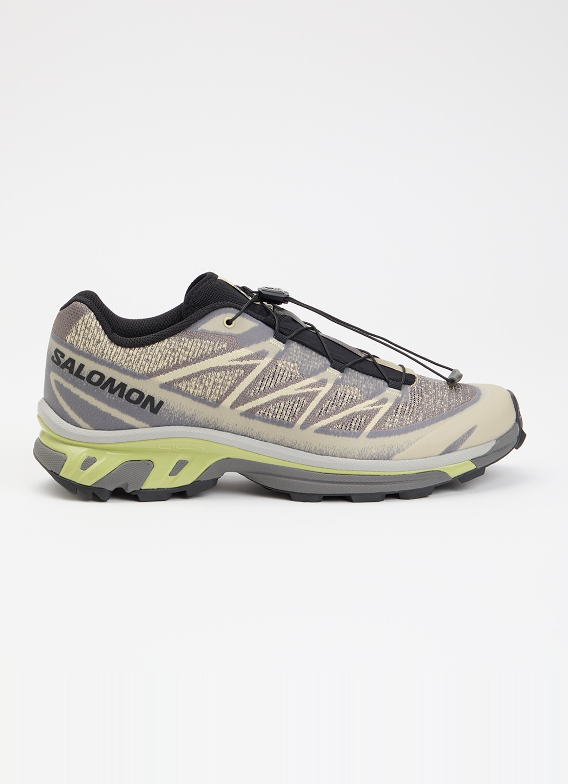 Salomon XT-6 sneaker met gebreid bovenwerk - voorkant beige