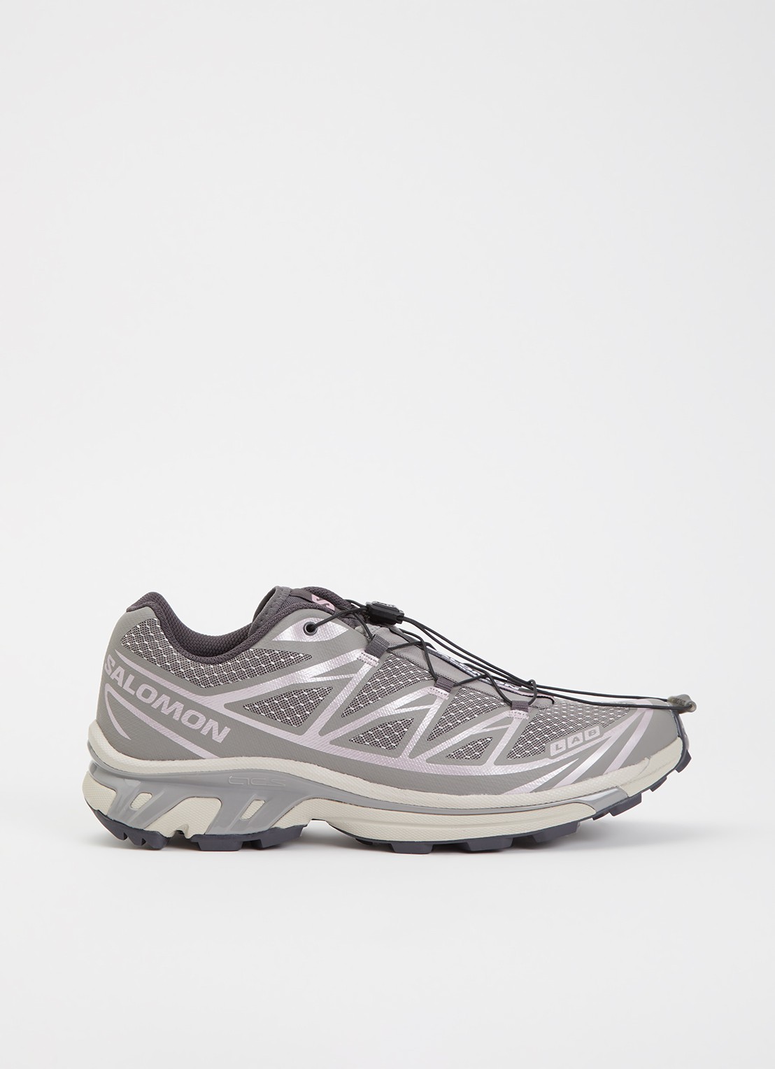 Salomon XT-6 Steel Streets sneaker van mesh met metallic details - voorkant 5 middengrijs
