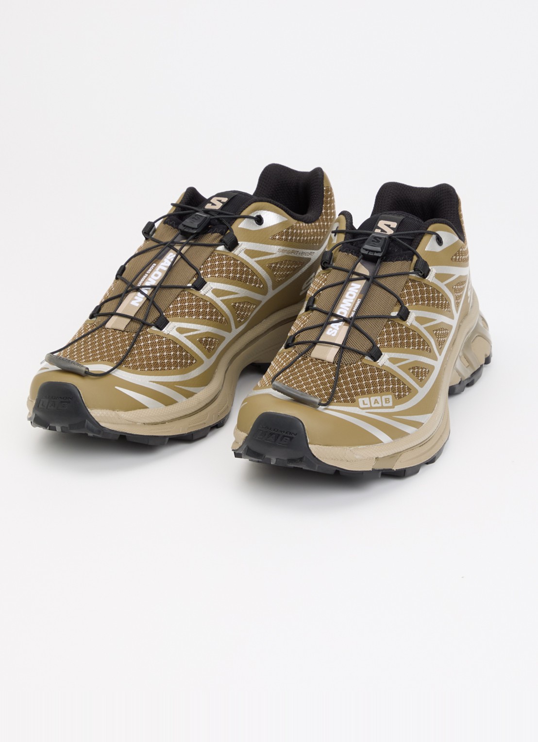 Salomon XT-6 Steel Streets sneaker van mesh met metallic details - detail 2 zand