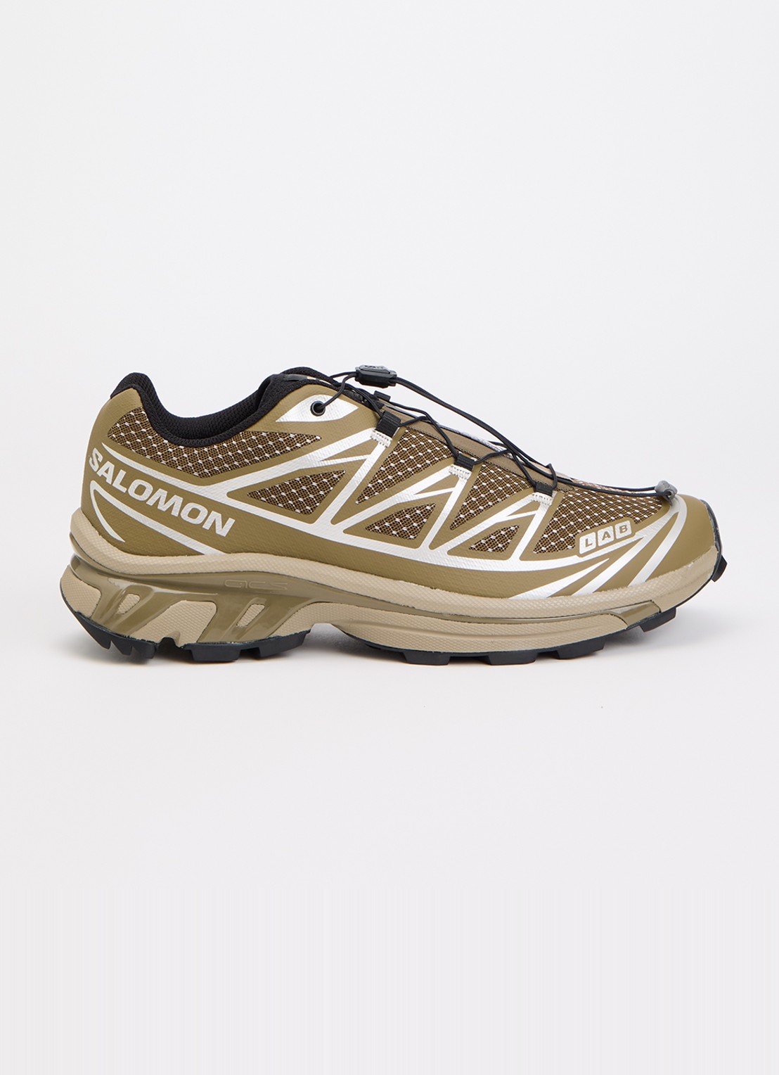 Salomon XT-6 Steel Streets sneaker van mesh met metallic details - voorkant 5 zand