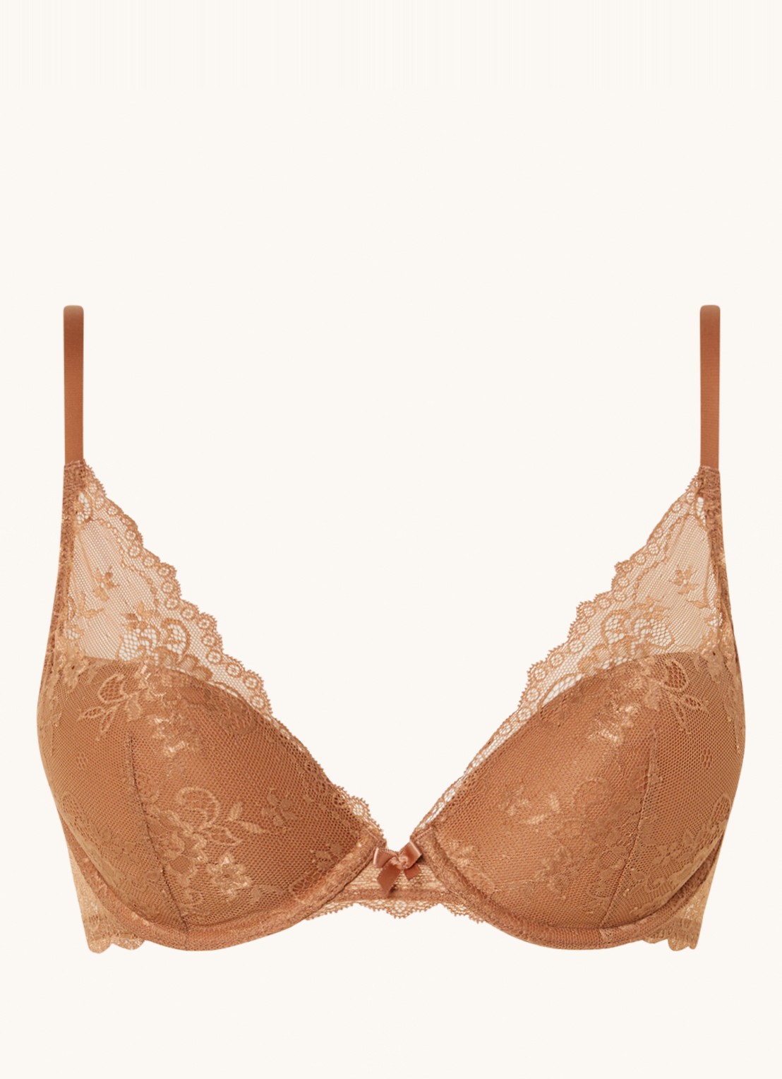 Sam Friday Demi push-up bh met overlay van kant - voorkant lichtbruin
