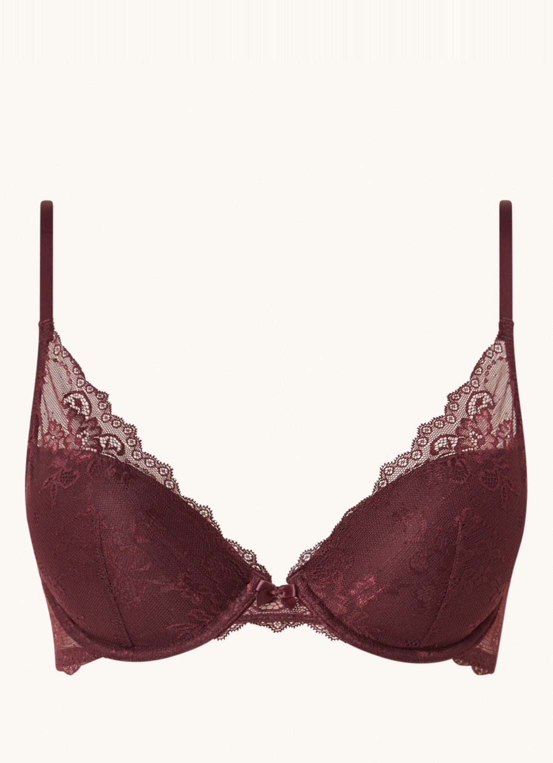 Sam Friday Demi push-up bh met overlay van kant - voorkant 2 roodbruin